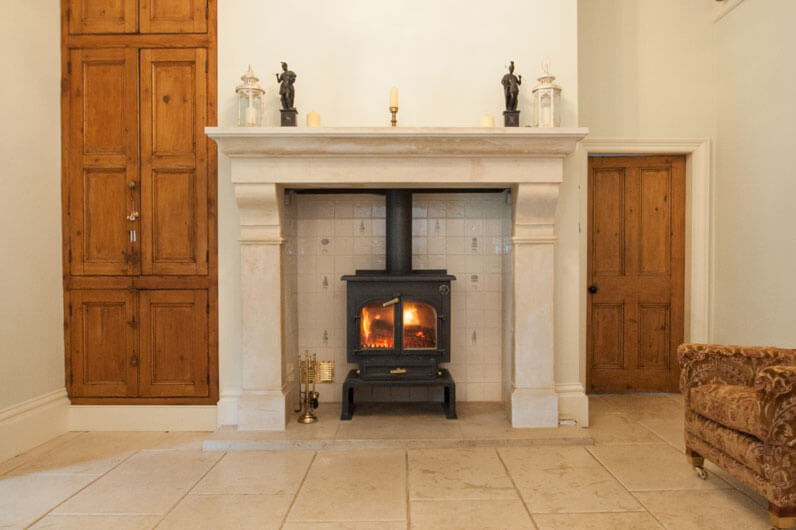handcarved limestone fireplace natural stone