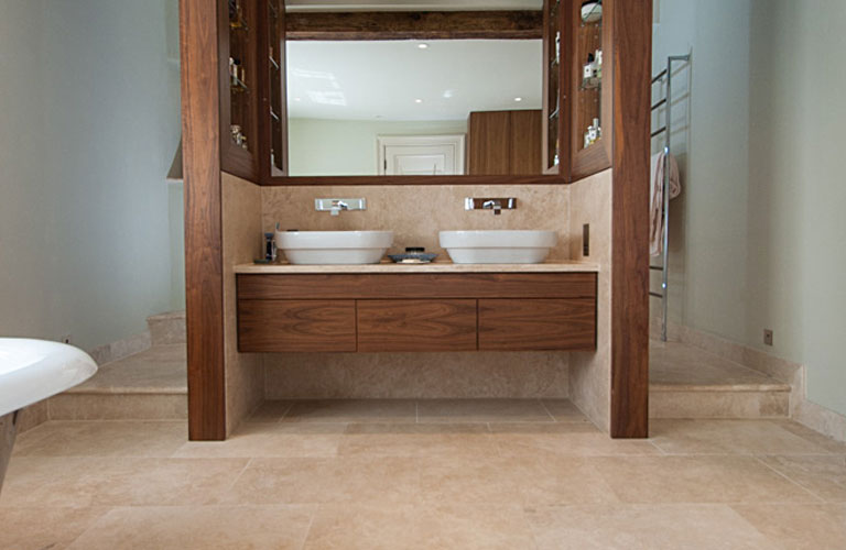 Natural stone bathroom flooring