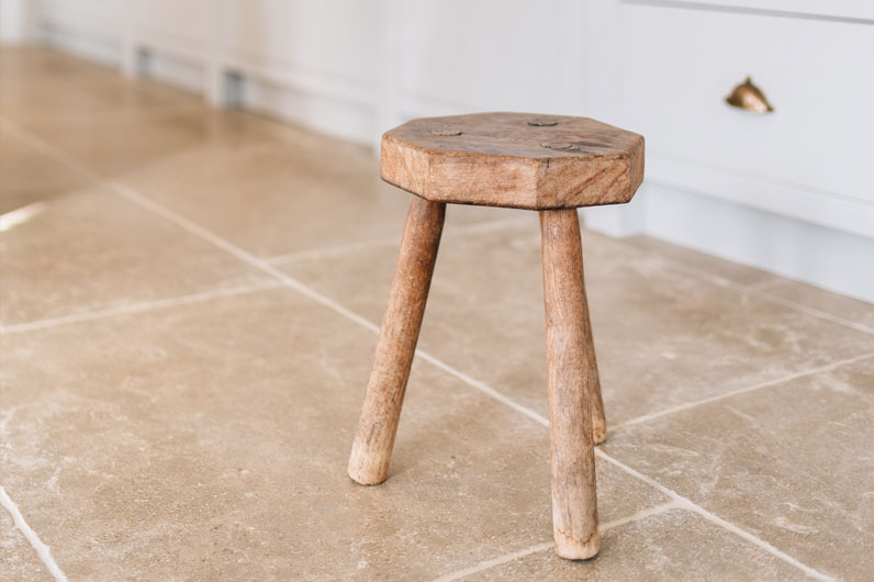 limestone floor tiles close up