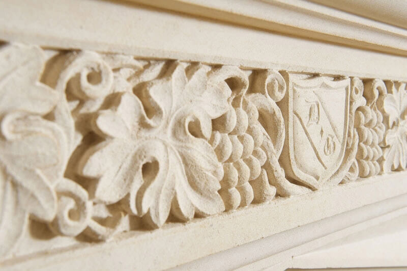 natural stone fireplace-limestone-fireplace carving detail
