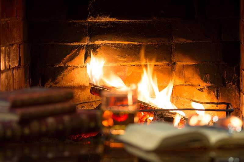 natural stone fireplace welcoming