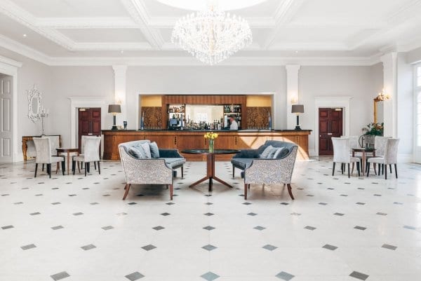 Bar Interior with natural stone floor