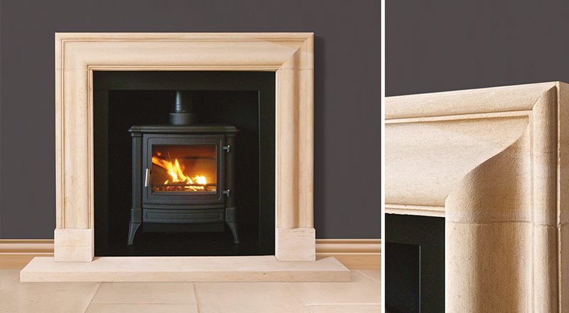 limestone fireplace